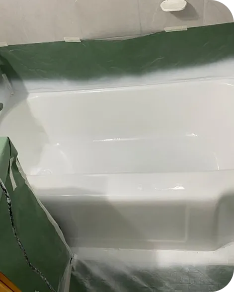 Damaged bathtub professionally repaired and restored